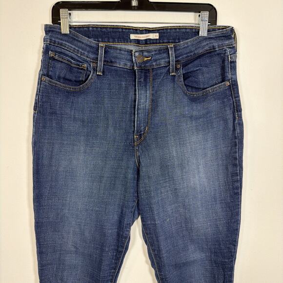 Levi's 721 High Rise Skinny Jeans Womens 33 Blue Stretch Denim Waterless Zip Fly - Picture 1 of 6